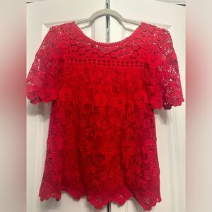 Beautiful red lace overlay top. Purchased at Anthropologie. Size XS